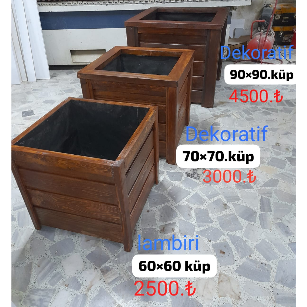 Lambri Küp Ahşap Saksı 60 x 60