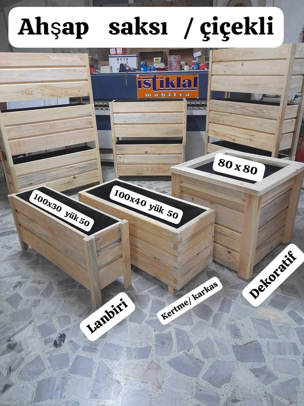 Ahsap Saksı ham Boyasız