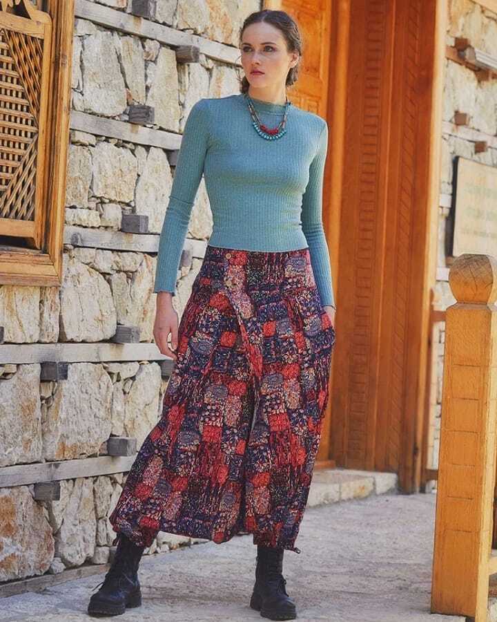 Düğmeli kapaklı şalvar pantolon SM M L beden