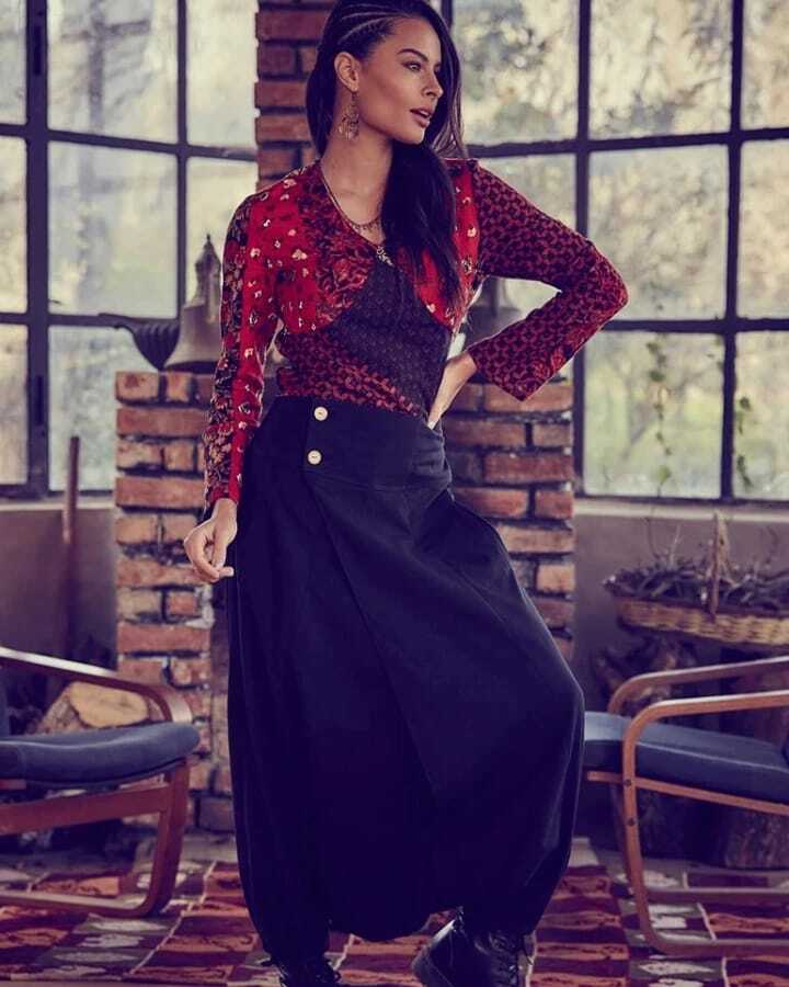 Düğmeli kapaklı şalvar pantolon SM M L beden