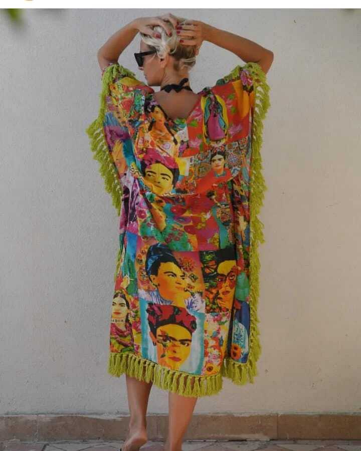 Frida Baskılı Panca Elbise