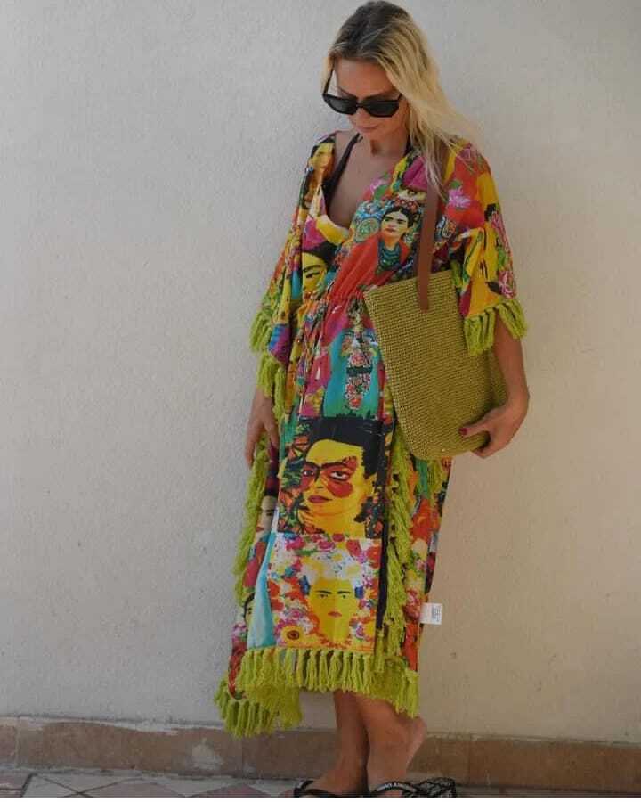 Frida Baskılı Panca Elbise