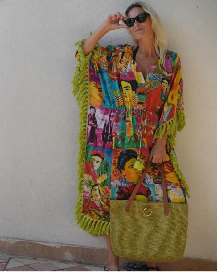 Frida Baskılı Panca Elbise