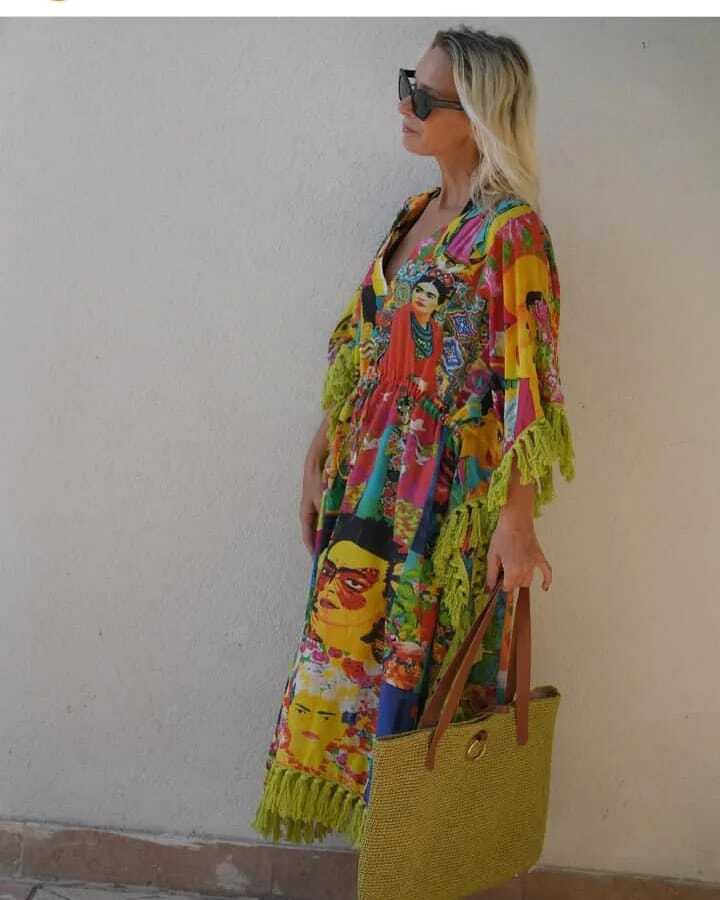 Frida Baskılı Panca Elbise