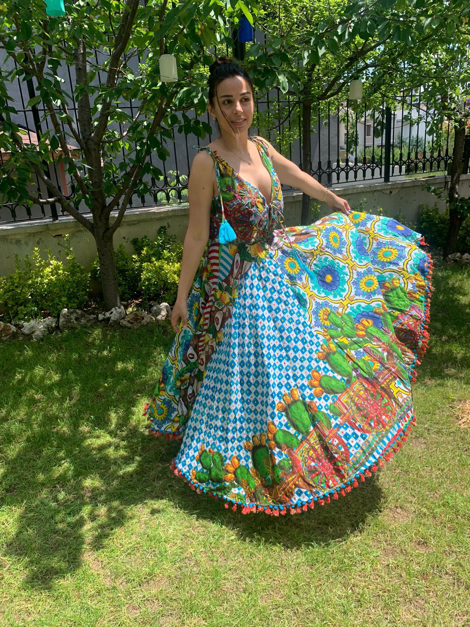 Antica Santoria İşlemeli Askılı Elbise