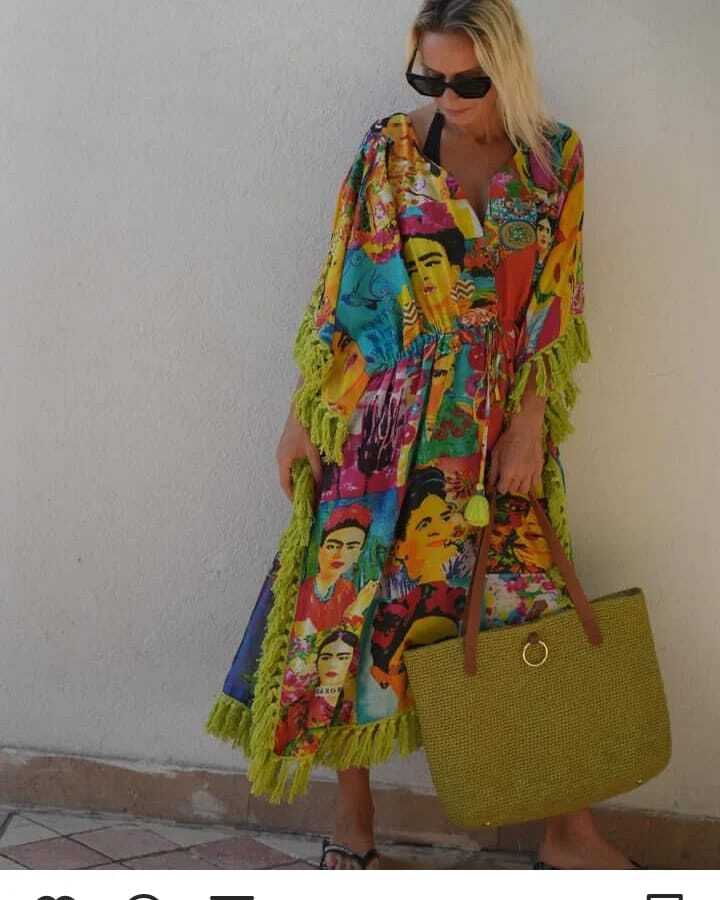 Frida Baskılı Panca Elbise