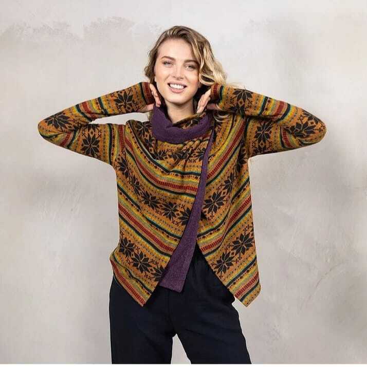 Parmak Geçmeli Salaş Desenli Hırka