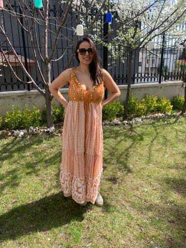 Antica İşlemeli Askılı Elbise