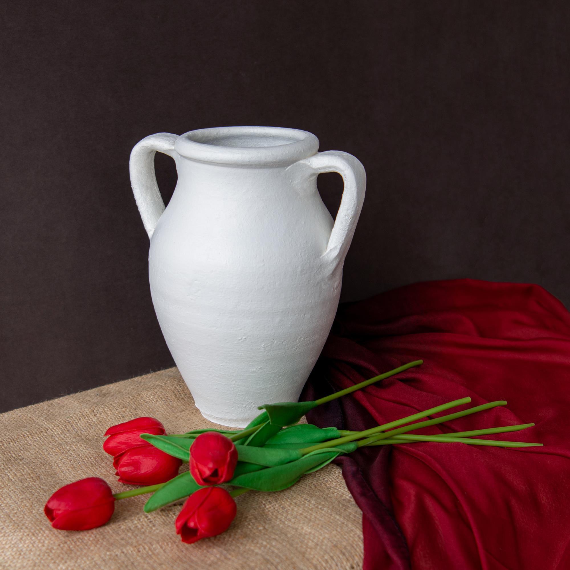 Merta Beyaz Mat Cift Kuplu Vazo